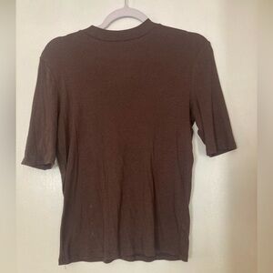 Chocolate Brown Short Sleeve mock neck